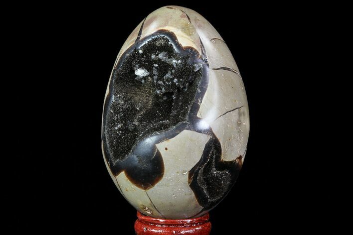 Septarian Dragon Egg Geode - Black Crystals #71883